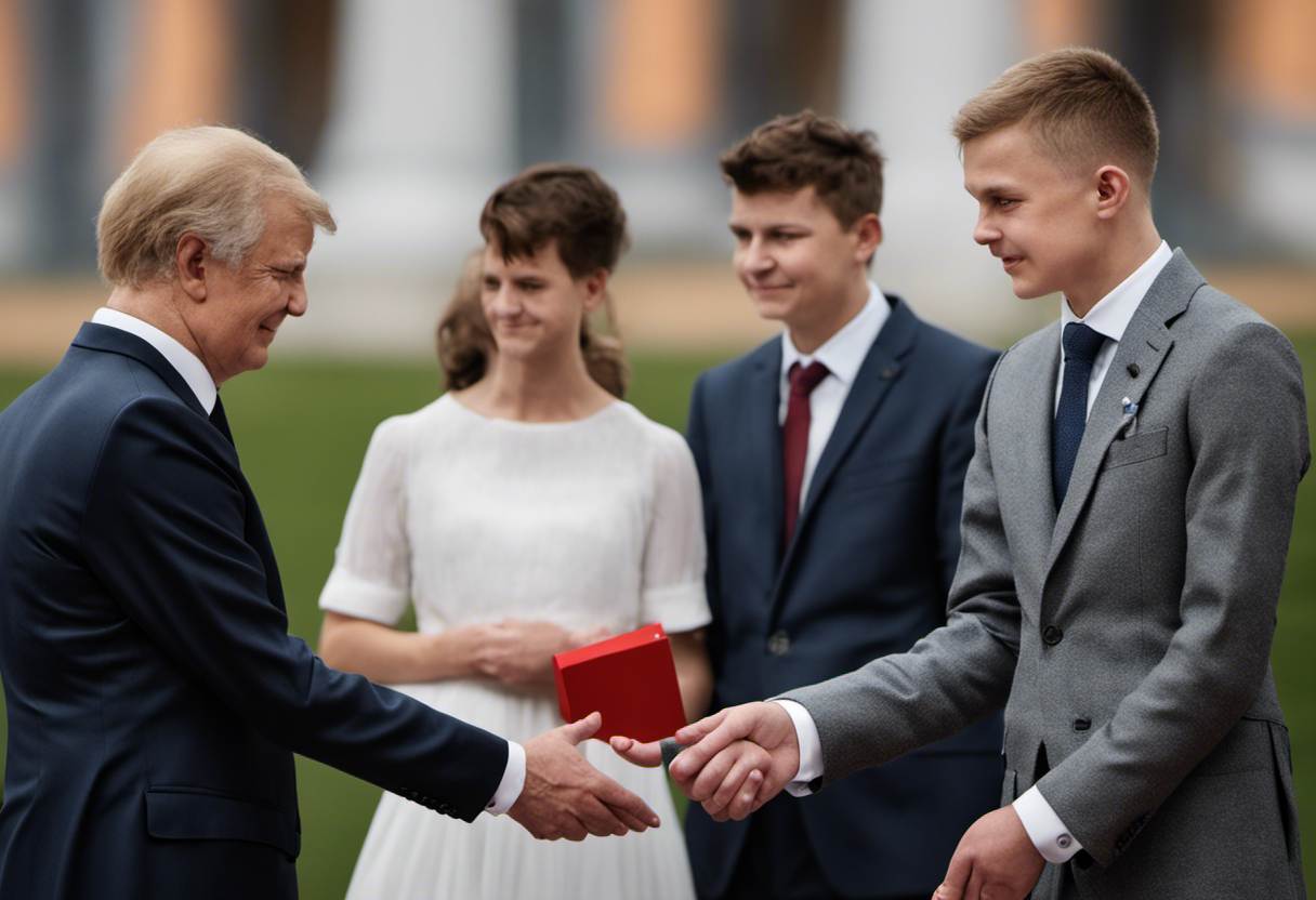 Nastolatek odmawia podania ręki prezydentowi Słowacji podczas ceremonii