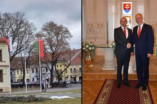 Białoruska flaga i ambasador w mieście wschodniej Słowacji wywołują krytykę